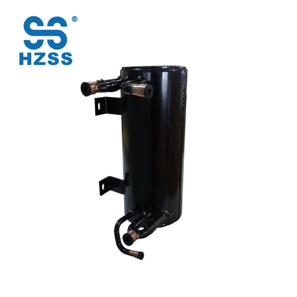 Copper tube high efficiency tank coaxial spiral heat exchanger for refrigeration heat pump system