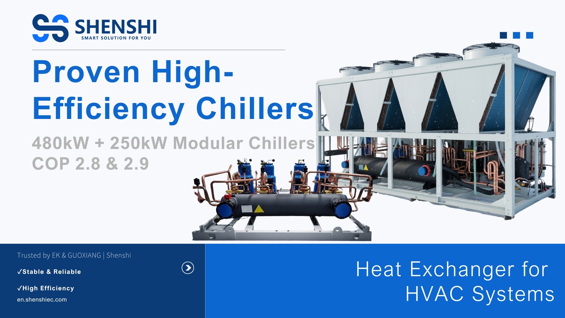 Shenshi shell and tube heat exchanger installed in HVAC heat pump system