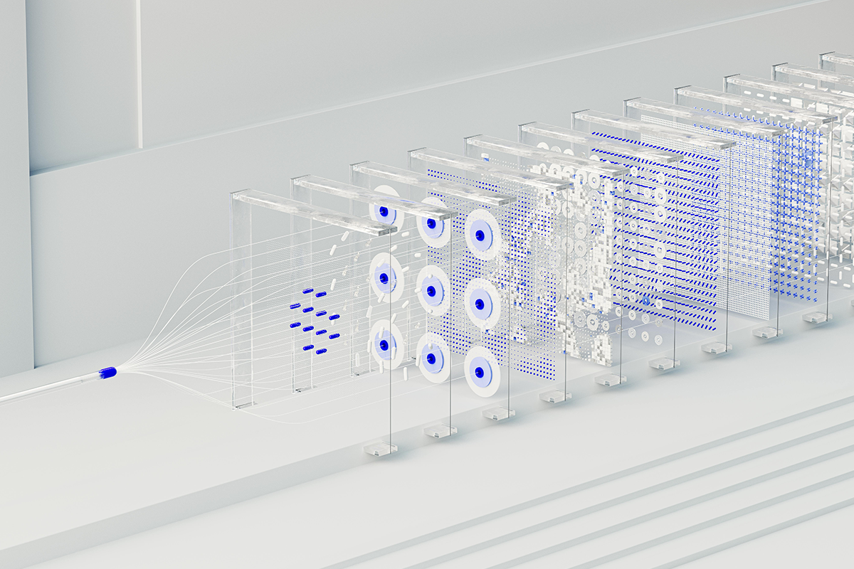 Futuristic AI data center 