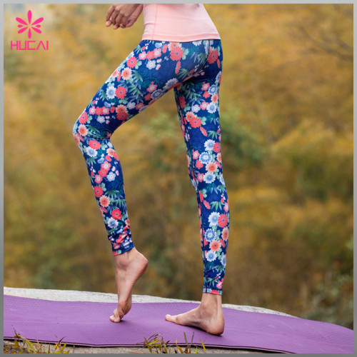 Custom Design Polyester Spandex Women Wholesale Dry Fit Printed Running Tights