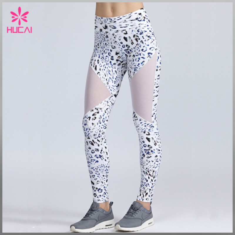 Wholesale Custom Polyester Spandex Women Mesh Sublimation Printed Running Leggings