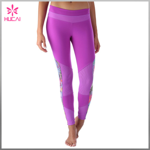Wholesale Polyester Spandex Yoga Pants Dry Fit Women Mesh Compression Leggings