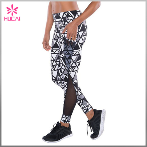 Wholesale Polyester Spandex Women Full Length Mesh Sublimation Workout Leggings