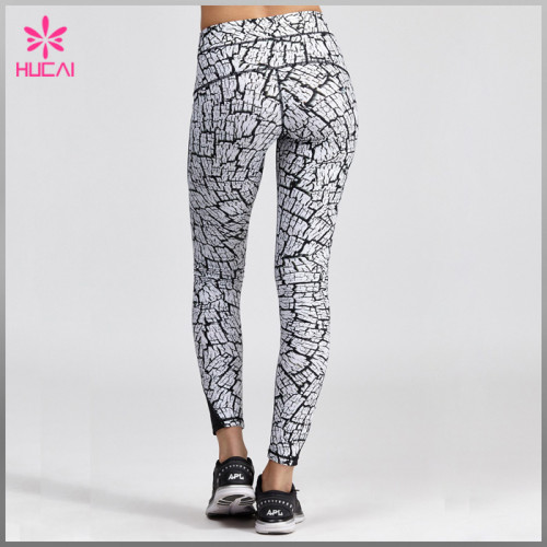 Wholesale Polyester Spandex Yoga Wear Leggings Custom Printed Gym Pants Woman