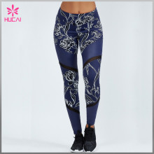 High Quality Full Length Compression Tights Digital Printed Mesh Workout Pants Women