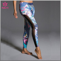 Custom Polyester Spandex Sublimation Leggings Sexy Mesh Women Yoga Clothing