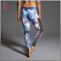 Custom Polyester Spandex Sublimation Leggings Sexy Mesh Women Yoga Clothing