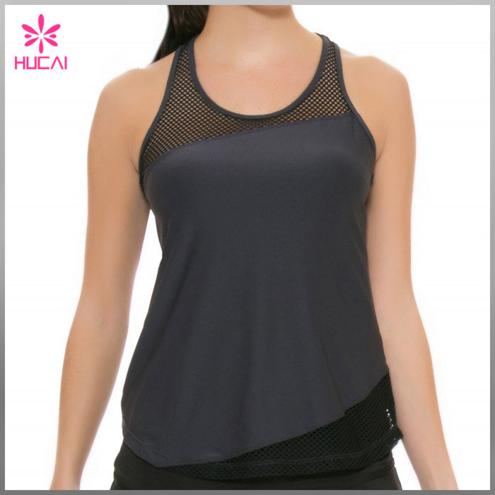 Wholesale Cotton Spandex Racerback Tank Top Mesh Custom Gym Clothing