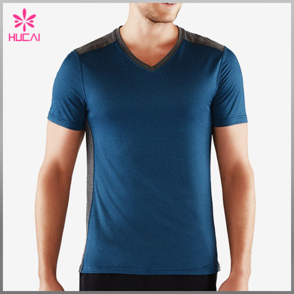 Oem Polyester Spandex Slim Fit T Shirts Custom Gym Clothes Men