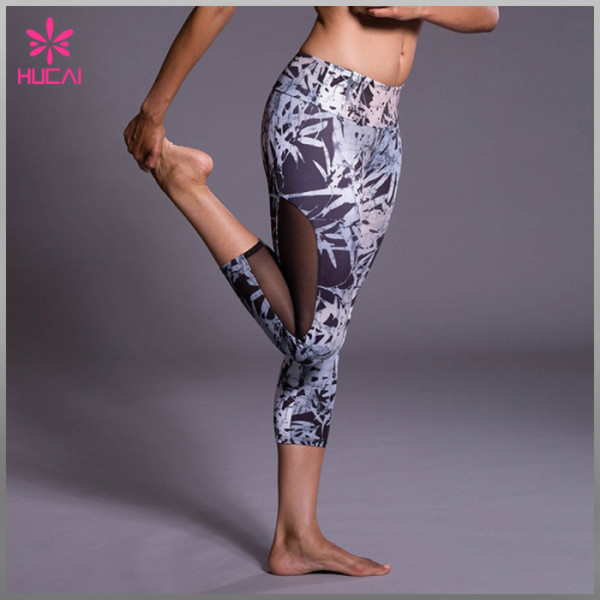 OEM Factory Polyester Spandex Capri Leggings Women Yoga Apparel ...