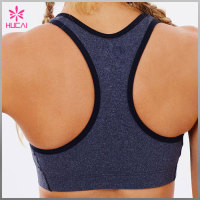 Wholesale Nylon Spandex Yoga Wear Women Front Zip Racerback Sexy Sports Bra