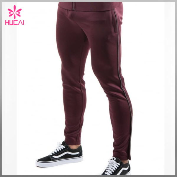 Wholesale Stretchy Polyester Sweat Pants Tapered Mens Jogger Hucai