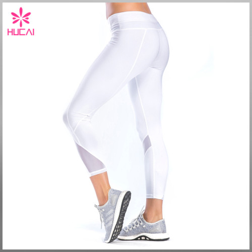 High Quality Flatlock Gym Clothing Seam Women Capri Mesh Yoga Leggings