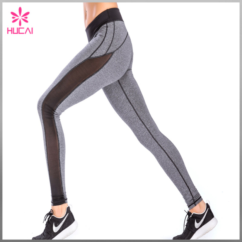 High Quality Middle Rise 4 Needles 6 lines Stitching Women Mesh Sports Leggings
