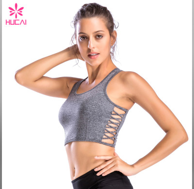 Wholesale Dry Fit Heather Gray Yoga Wear Gym Crop Top For Women