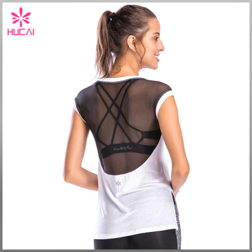 High Quality Gym Shirt Fitness Clothing Mesh Back Yoga Tank Top For Women