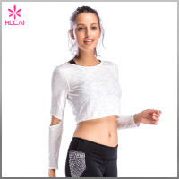 Custom Light Weight Breathable Fabric Crop Long Sleeve T Shirt For Women