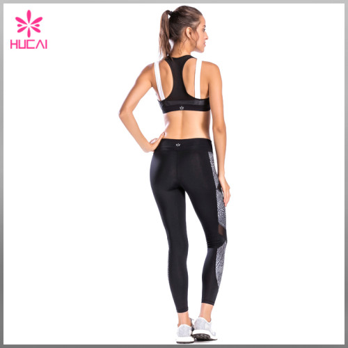 High Quality Double Layer Yoga Wear Mesh Cover Racerback Sports Bra