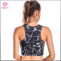 Wholesale Yoga Wear Women Dry Fit Sexy Marble Print Crop Tops