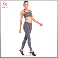 Custom Design Heather Gray Yoga Wear Dry Fit Strappy High Impact Sports Bra