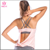 Wholesale Plain Gym Clothing Women Strappy Tank Top With Built In Bra