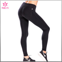 New Design Yoga Apparel Plain Black Slim Fit Womens Sports Tights Pants