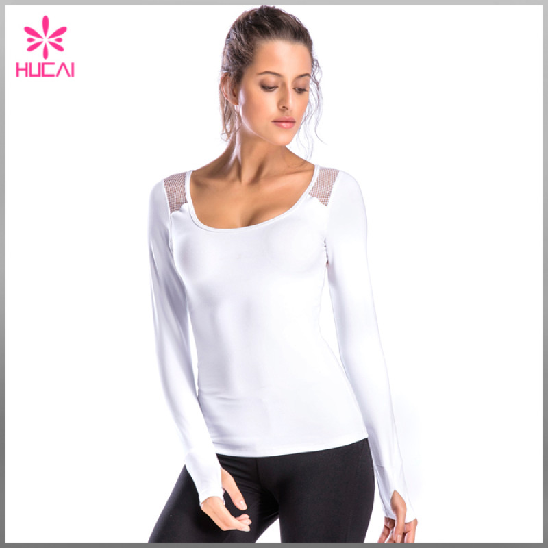 High Quality Sports Wear Backless Women Mesh Long Sleeve Gym T Shirt