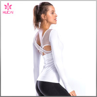 High Quality Sports Wear Backless Women Mesh Long Sleeve Gym T Shirt