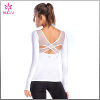 High Quality Sports Wear Backless Women Mesh Long Sleeve Gym T Shirt