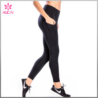 Custom Gym Tights Full Length Slim Fit Compression Leggings With Pockets