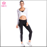 New Design Gym Apparel Yoga Clothing Women Crop Long Sleeve Sports T Shirt