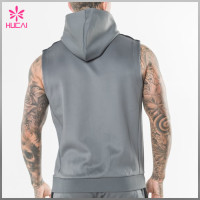 OEM Polyester Gym Clothing Custom Blank Mens Sleeveless Hoodie