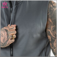 OEM Polyester Gym Clothing Custom Blank Mens Sleeveless Hoodie