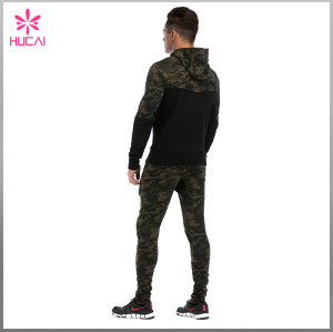 Wholesale Cotton Polyester Gym Clothing Mens Zip Up Camo Hoodie
