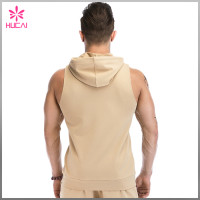 High Quality Zip Up Cotton Polyester Muscle Fit Plain Sleeveless Gym Hoodie