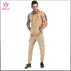 High Quality Zip Up Cotton Polyester Muscle Fit Plain Sleeveless Gym Hoodie