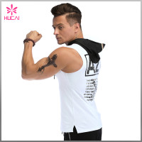 Custom Gym Clothing Mens Sleeveless Hooded Tank Top Bodybuilding