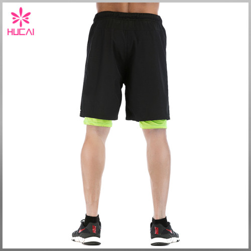 Custom 100%Polyester Gym Clothes Slim Fit Running Shorts With Lining For Men