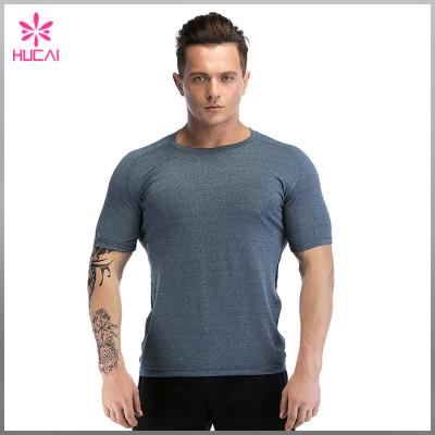 Wholesale Men Gym Apparel Short Sleeve Mesh Back Running Shirts Dry Fit