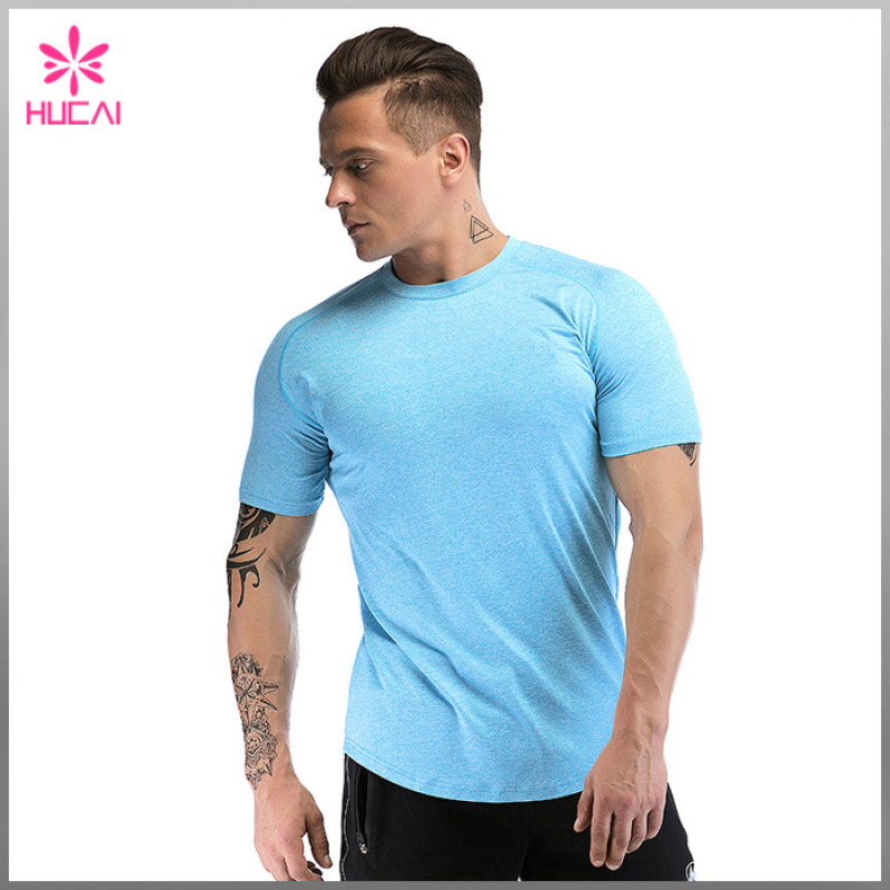 Custom Polyester Spandex Short Sleeve Dry Fit Training T Shirts Mens Gym