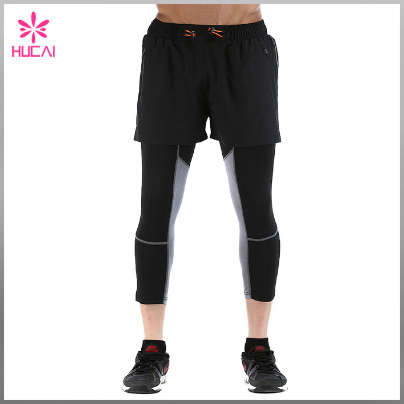 Wholesale 100% Polyester Mens Workout Shorts Outfit With Zipper Pocket