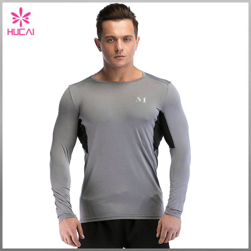 Custom Wholesale Compression Clothes Mens Long Sleeve Running Shirts For Summer