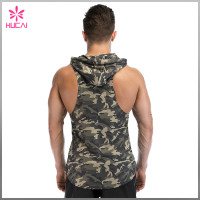 Wholesale Muscle Fit Training Clothes Sleeveless Hooded Camo Tank Top For Men Custom