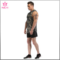 Wholesale Muscle Fit Training Clothes Sleeveless Hooded Camo Tank Top For Men Custom