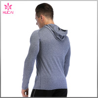 Wholesale Dry Fit 1/4 Zip Long Sleeve Hooded Running Top Mens