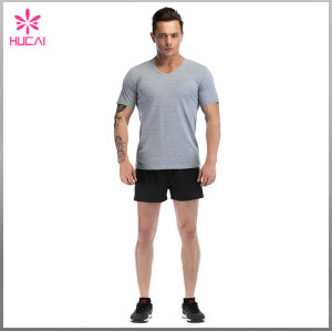 Custom Polyester Spandex Mens Bodybuilding V Neck Athletic T Shirts Cheap