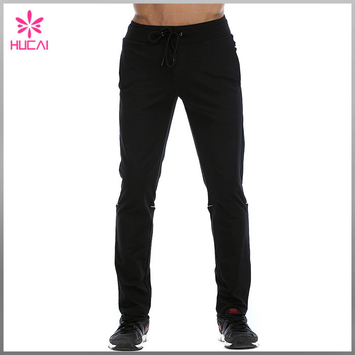 OEM Plain Track Pants Black Polyester Joggers Mens Wholesale