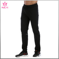 OEM Plain Track Pants Black Polyester Joggers Mens Wholesale