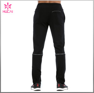 OEM Plain Track Pants Black Polyester Joggers Mens Wholesale
