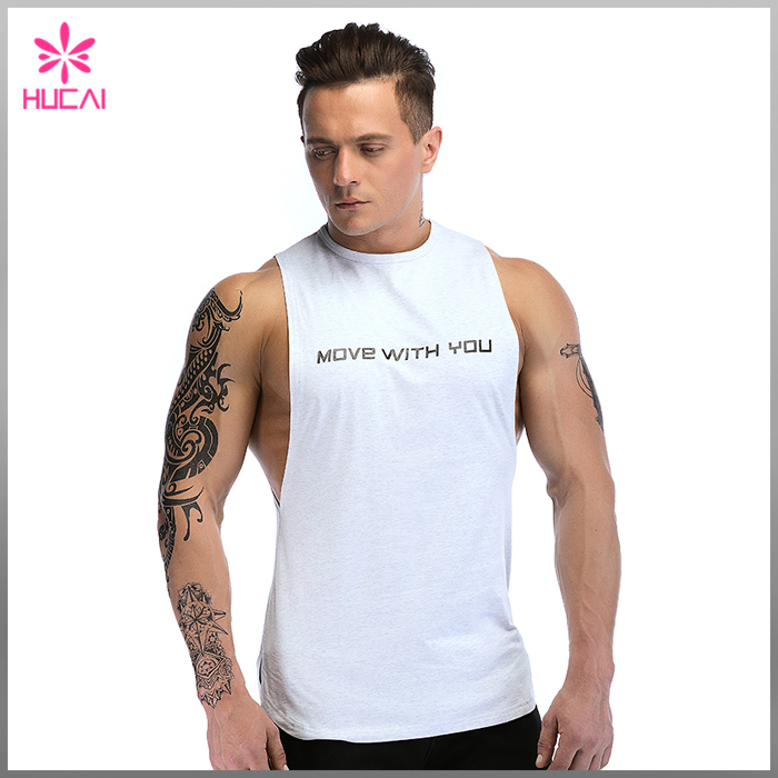 Custom Gym Clothing Round Bottom Mens Cut Off T Shirt Tank Top Gym